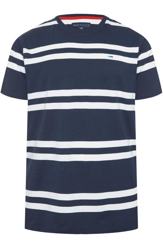 BadRhino Big & Tall Navy Blue Double Stripe T-Shirt 1