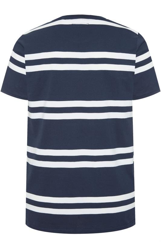 BadRhino Big & Tall Navy Blue Double Stripe T-Shirt 6