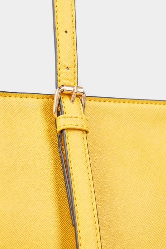 Yellow Contrast Detail Shopper Bag | Yours Clothing 5