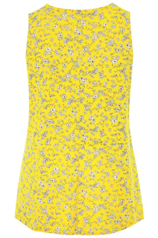 Yellow Ditsy Floral Swing Vest Top | Yours Clothing