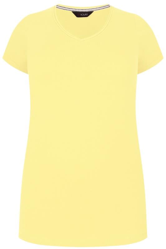 Plus Size Yellow V-Neck T-Shirt | Sizes 16 to 36 | Yours Clothing