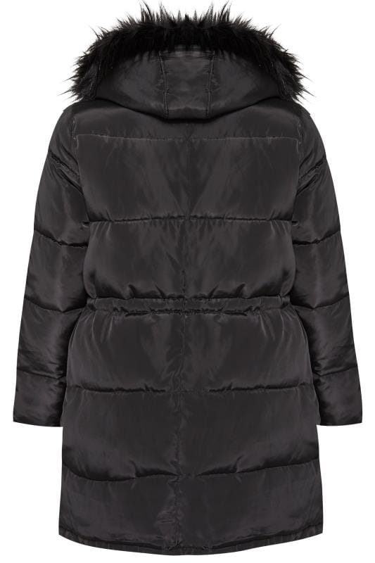 Black Longline Puffer Coat | Sizes 16-36 | Yours Clothing