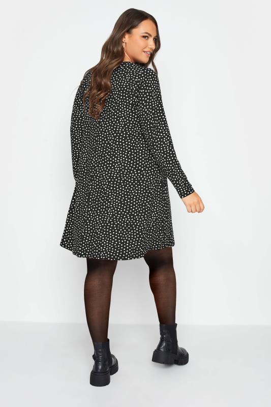 YOURS Curve Plus Size Black Spot Print Mini Dress | Yours Clothing  3