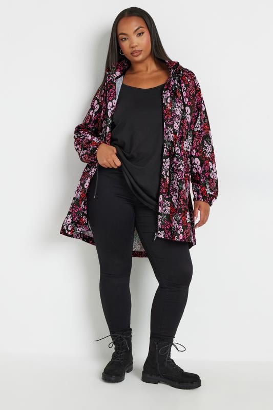 YOURS Plus Size Pink Leopard Print Ligtweight Parka Jacket | Yous Clothing 2