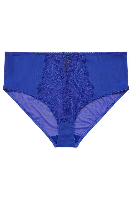 YOURS Plus Size Cobalt Blue Lace High Waisted Full Briefs | Yours Clothing 4