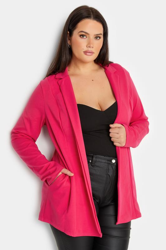 Tall Women's LTS Hot Pink Scuba Longline Blazer | Long Tall Sally 11