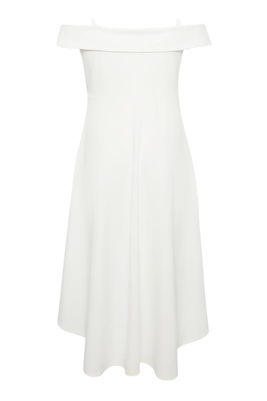 YOURS LONDON Plus Size Curve White Bardot High Low Midi  Dress | Yours Clothing  7