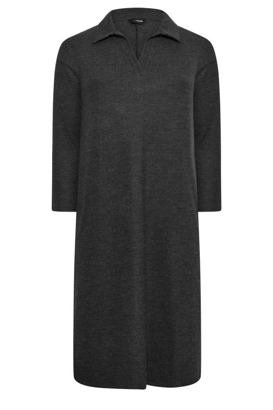 Plus Size Charcoal Grey Soft Touch Open Collar Midi Dress | Yours Clothing  7