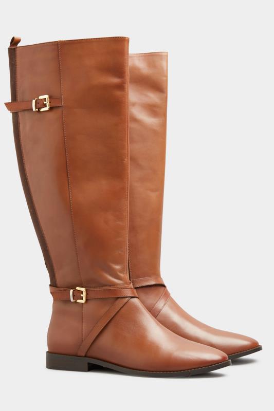 LTS Tan Brown Leather Riding Boots | Long Tall Sally 1