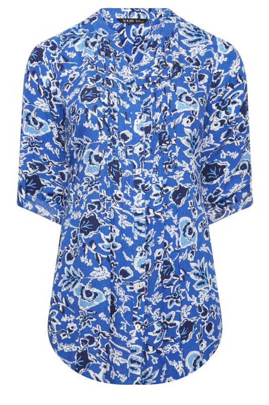 YOURS Plus Size Blue Floral Pintuck Shirt | Yours Clothing 6