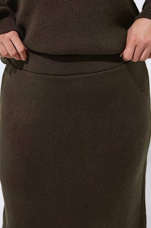 LIMITED COLLECTION Plus Size Chocolate Brown Knitted Skirt | Yours Clothing 4