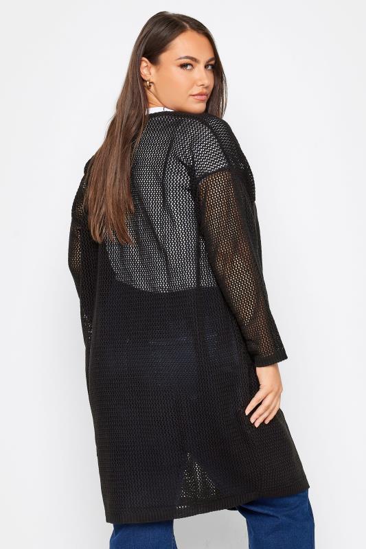YOURS Curve Plus Size Black Mesh Cardigan | Yours Clothing  3