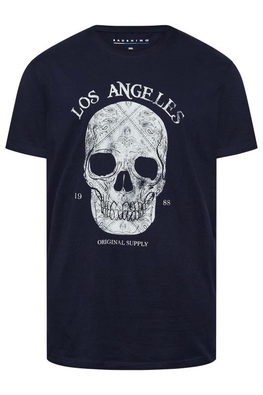 BadRhino Big & Tall Navy Blue Skull T-Shirt 3