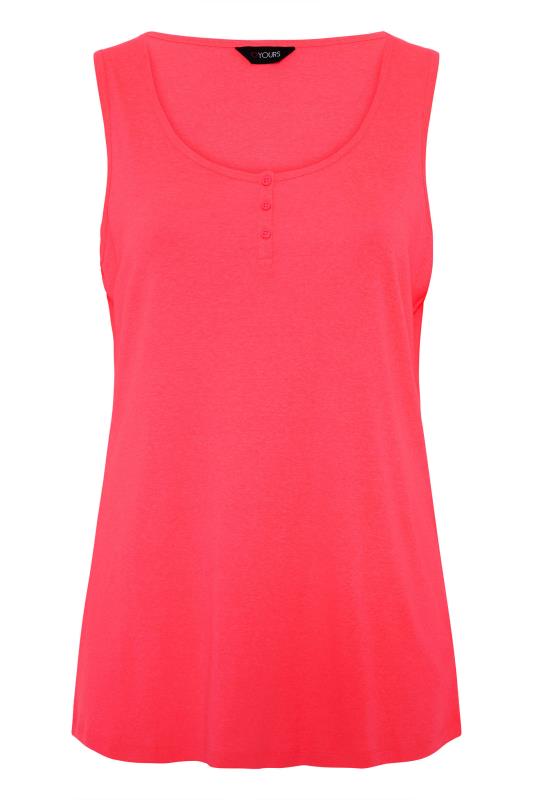 YOURS FOR GOOD Neon Pink Rib Button Detail Vest_F.jpg