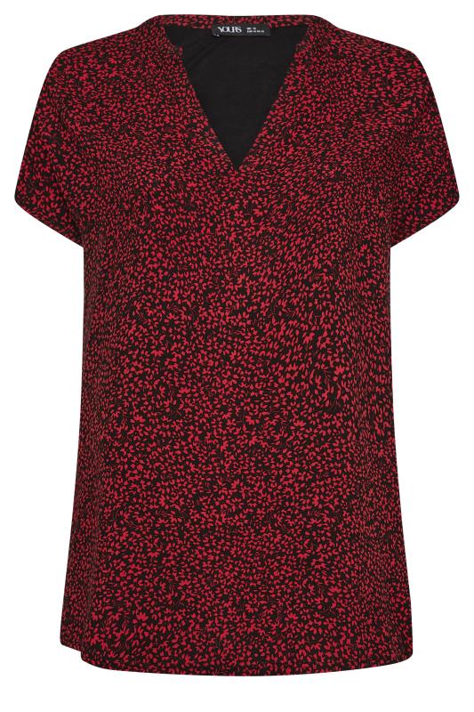 YOURS Curve Plus Size Burgundy Red Ditsy Floral Print Blouse | Yours Clothing  6