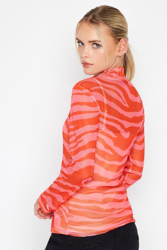 Petite Pink Zebra Print Long Sleeve Mesh Top | PixieGirl  4
