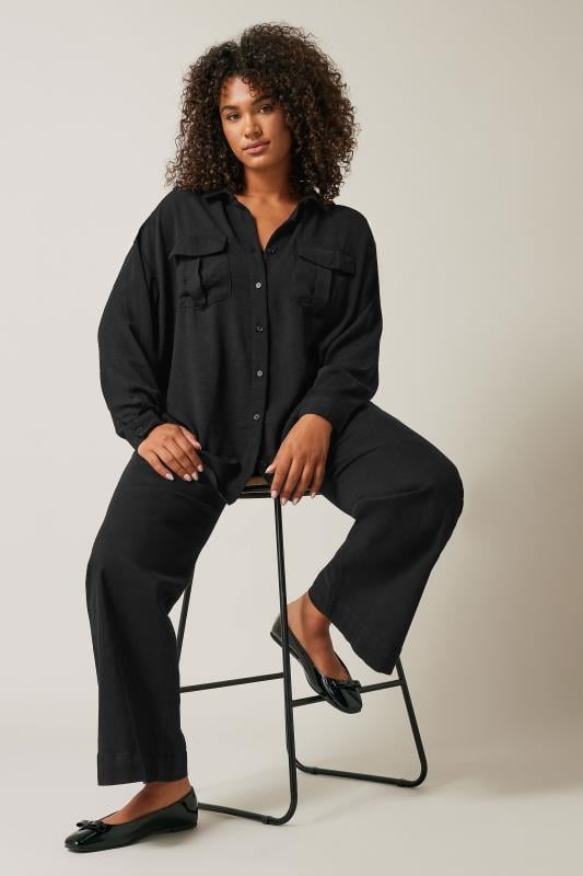 EVANS Plus Size Black Long Sleeve Utility Shirt | Evans  4