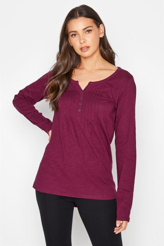 LTS MADE FOR GOOD Tall Burgundy Red Henley Top 1