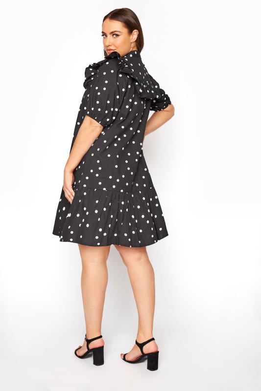 LIMITED COLLECTION Vestido negro de lunares | Yours Clothing