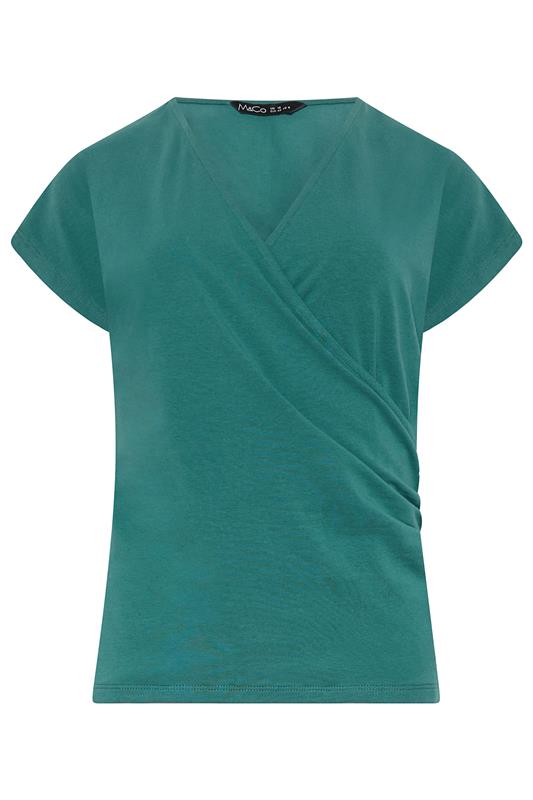 M&Co Teal Grown-On Sleeve Wrap Top | M&Co 5