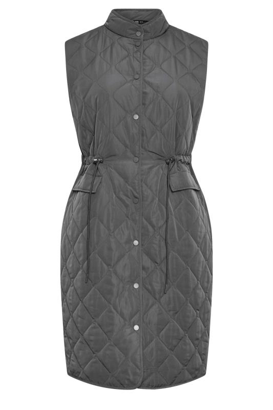 YOURS Plus Size Grey Lightweight Quilted Midi Gilet | Yours Clothing 6