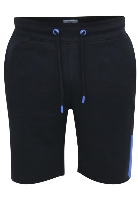 D555 Big & Tall Black Contrast Elasticated Waist Jogger Shorts 3