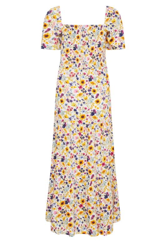 LTS Tall Women's Yellow Floral Print Shirred Maxi Dress | Long Tall Sally 7