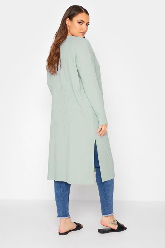LIMITED COLLECTION Curve Mint Green Ribbed Side Split Cardigan_C.jpg
