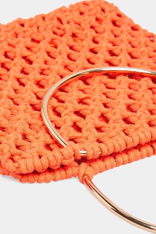 Orange Crochet Handle Bag 4