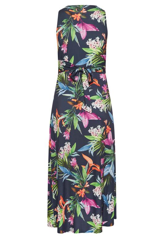 YOURS LONDON Plus Size Curve Navy Blue Tropical Print Knot Front Maxi Dress | Yours Clothing  7