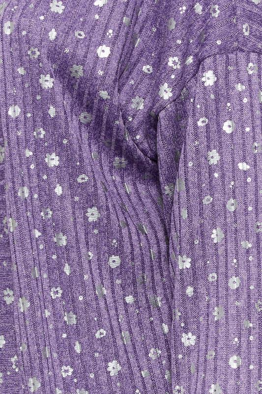 Plus Size Purple Foil Floral Print Cardigan | Yours Clothing 5