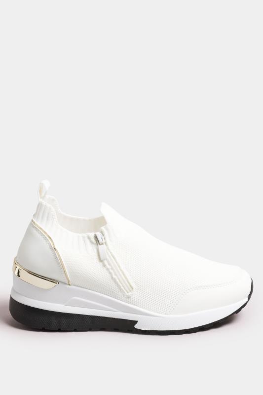 White Metallic Trim Trainers In Wide E Fit | Yours Clothing 3