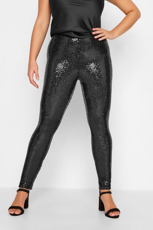  Grande Taille YOURS Curve Black Sequin Stretch Leggings
