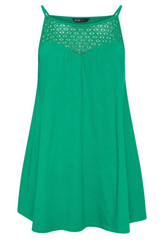 YOURS Curve Plus Size Green Crochet Vest Top | Yours Clothing  5