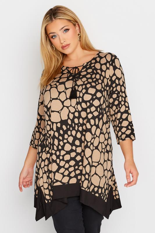 Plus Size Black & Brown Animal Print Tunic Top | Yours Clothing 1