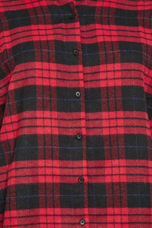 YOURS Curve Red Check Brushed Oversized Boyfriend Shirt 7