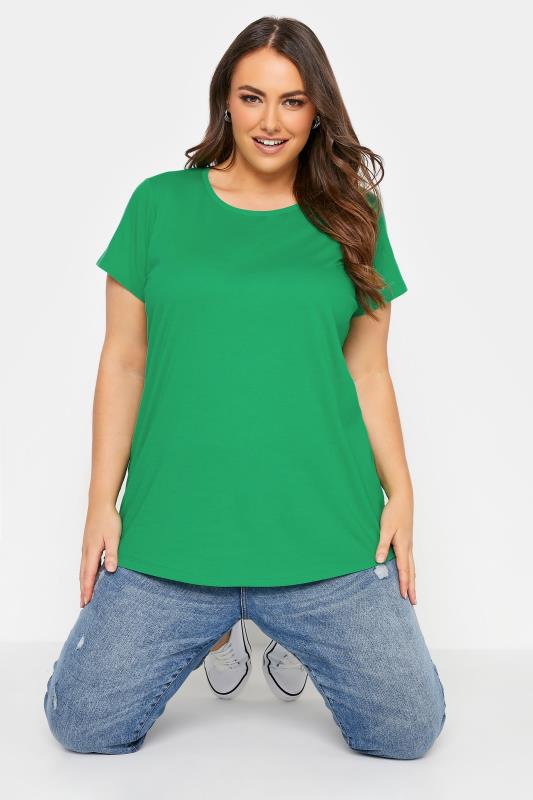 Plus Size  Curve Emerald Green Short Sleeve T-Shirt