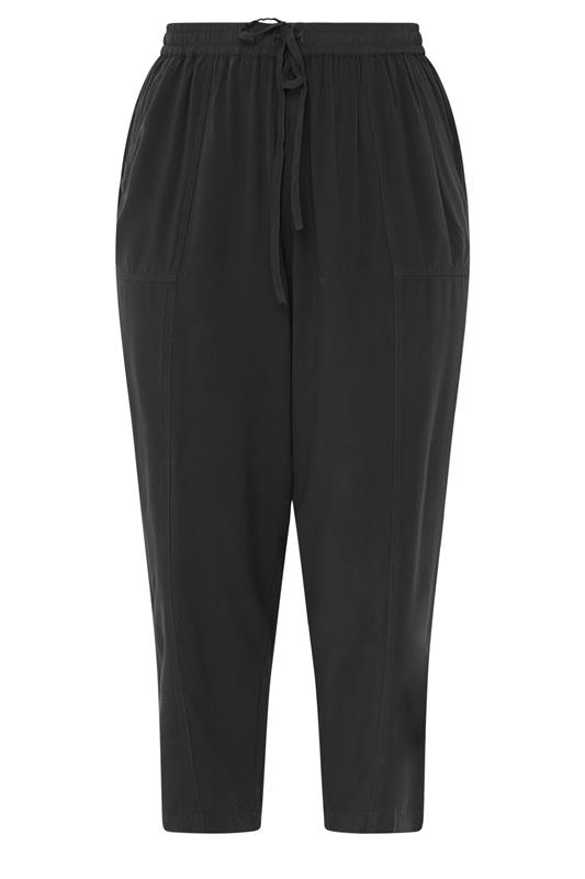 YOURS Plus Size Black Chambray Barrel Trousers | Yours Clothing 5