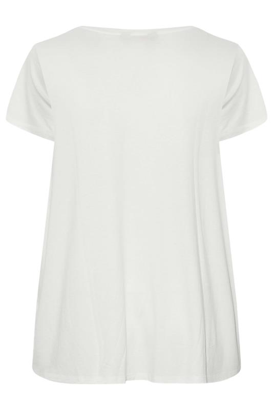 Plus Size White Crochet Neck T-Shirt | Yours Clothing 8