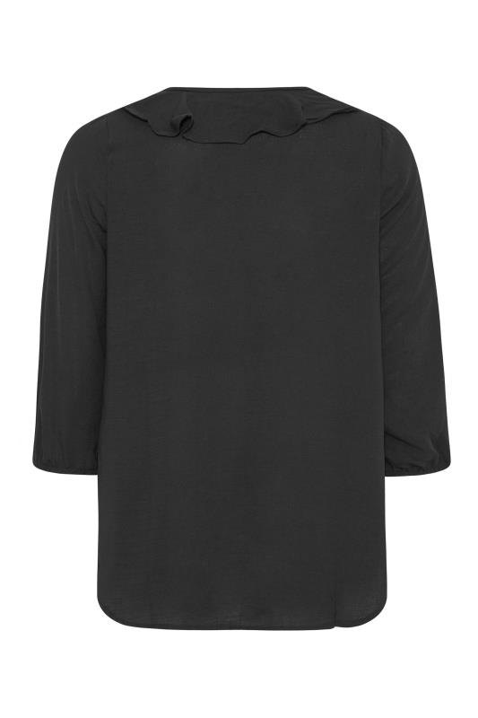 Plus Size Curve Black Frill Front Blouse | Yours Clothing 7