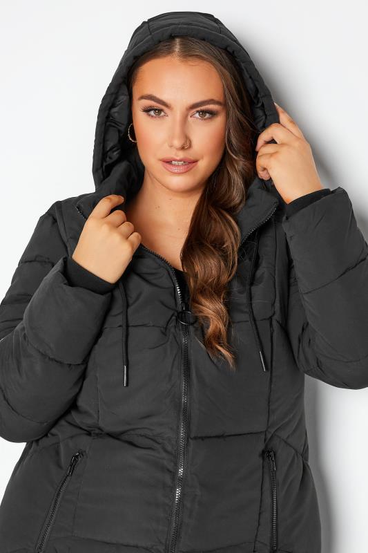 Plus Size Black Hooded Puffer Maxi Coat | Yours Clothing 4