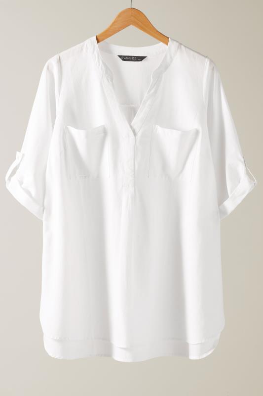 EVANS Plus Size White Linen Utility Top | Evans  5