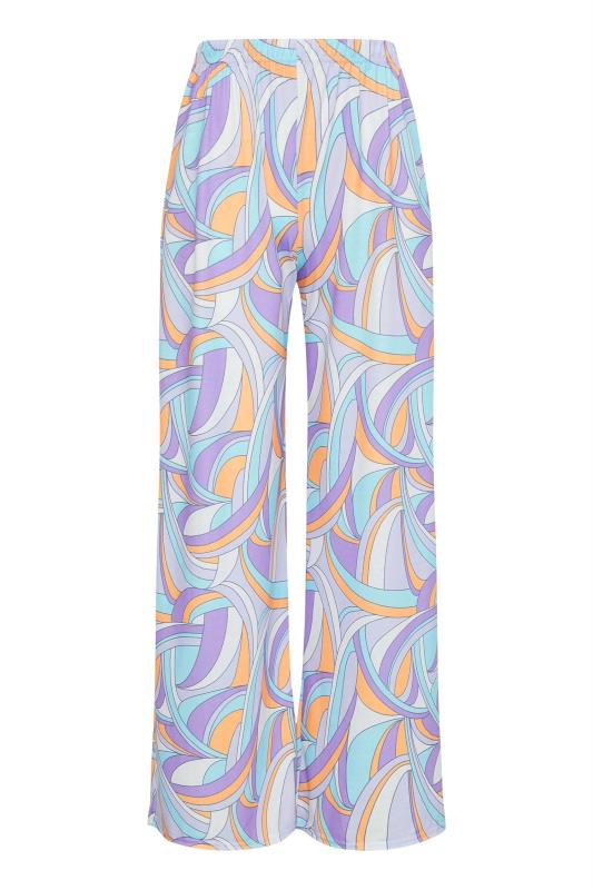 Petite Purple Swirl Print Wide Leg Trousers | PixieGirl 5