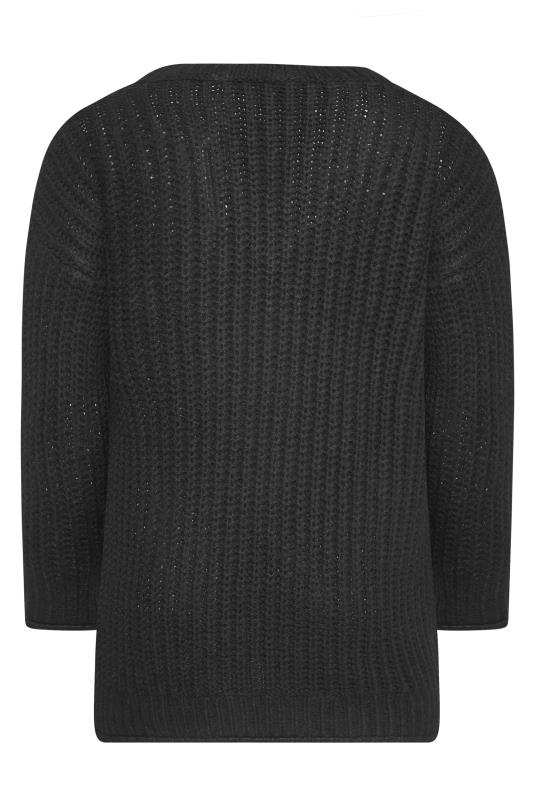 Plus Size Curve Black V-Neck Knitted Jumper | Yours Clothing 7