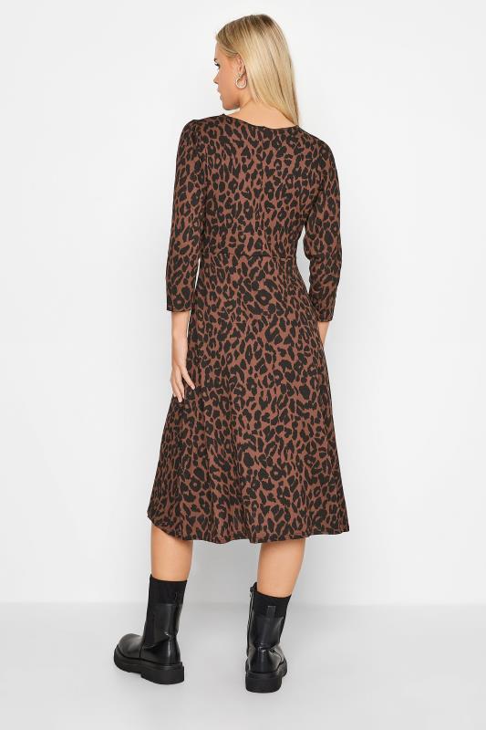Petite Brown Leopard Print Midi Dress | PixieGirl 3