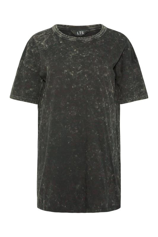 LTS Tall Black Acid Wash Oversized T-Shirt 5