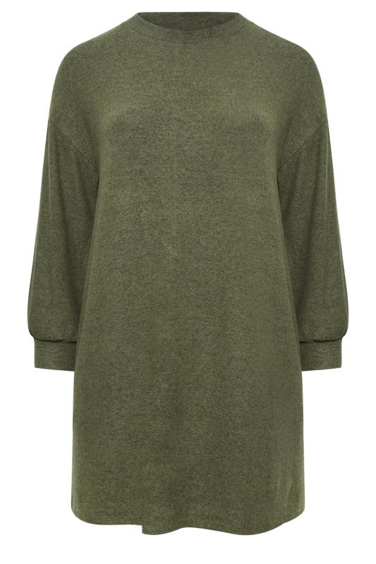 YOURS Plus Size Khaki Green Soft Touch Jumper Dress | Yours Clothing 5