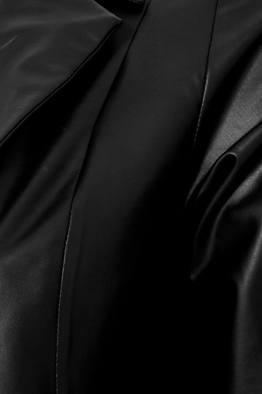 Curve Black Faux Leather Longline Blazer 5