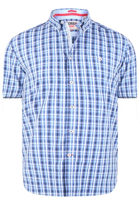D555 Big & Tall Blue Check Short Sleeve Shirt 2