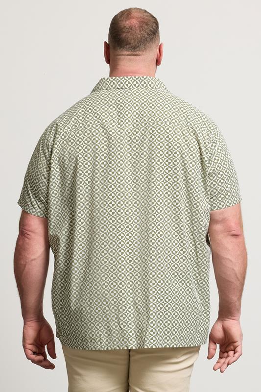 BadRhino Big & Tall Green Geometric Poplin Shirt | BadRhino 4